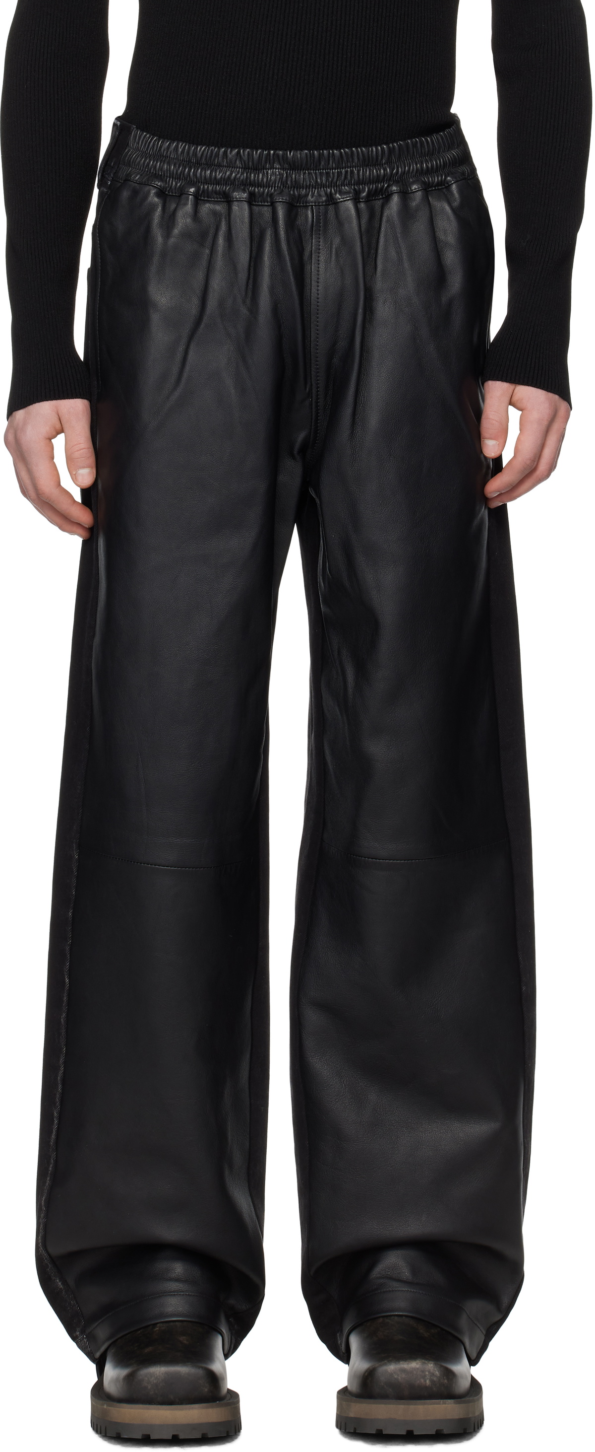 Diesel Black P-Ochs Leather Pants