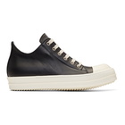 Rick Owens Black and Off-White Leather Low Sneakers