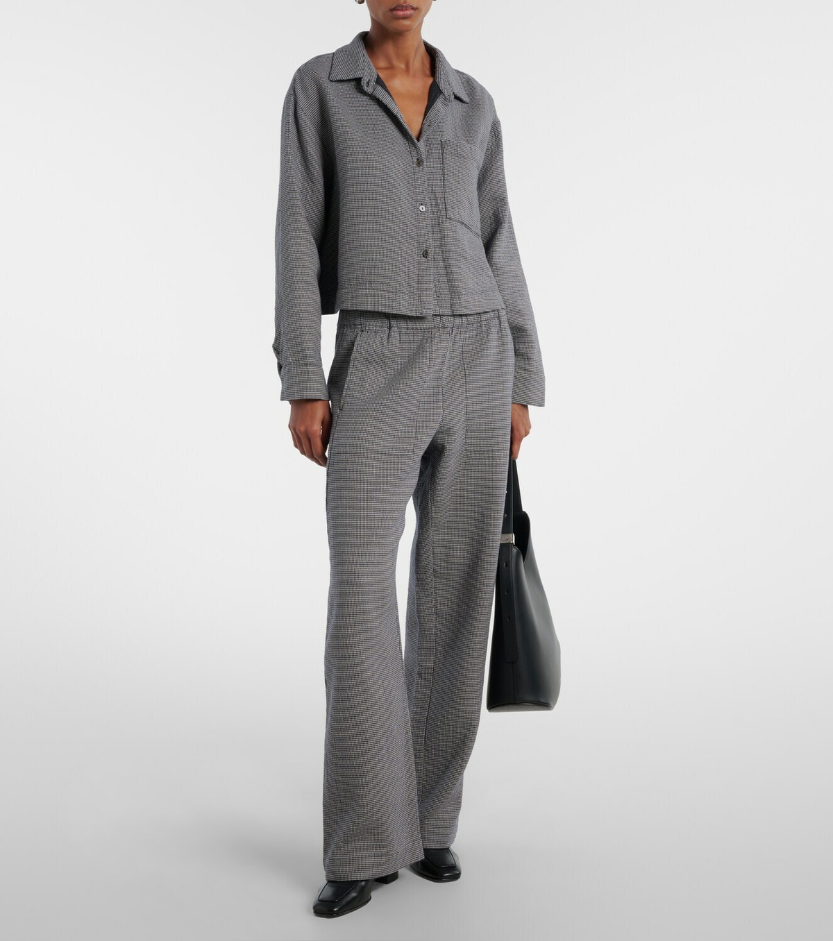 Velvet Braylen houndstooth cotton wide-leg pants