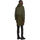 Herno Khaki Wool Long Mixed Media Coat