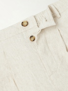 Oliver Spencer - Cotton and Linen-Blend Drawstring Trousers - Neutrals