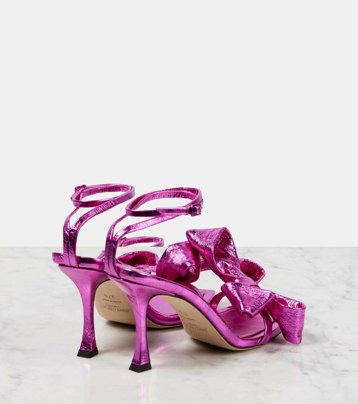 【Jimmy Choo】STAZ SANDAL 90◆0000094165GWG Staz Sandal 90 | Silver Vintage Metallic Leather Sandals