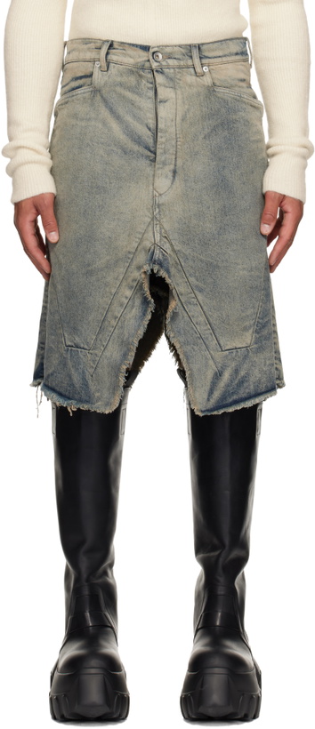 Photo: Rick Owens Blue Concordians Slivered Denim Midi Skirt