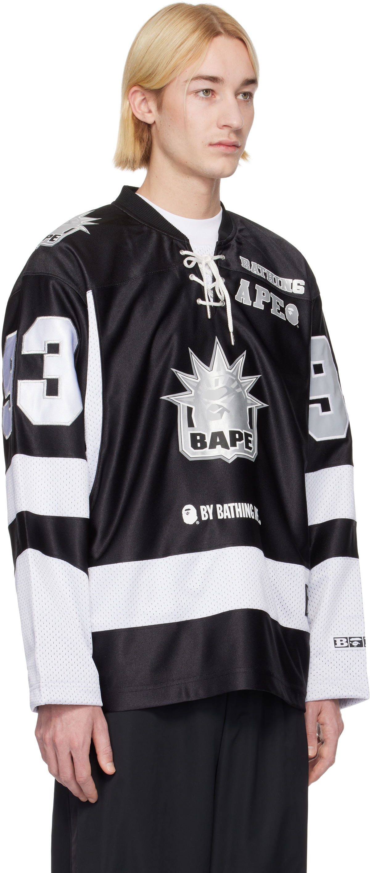 BAPE Black Multi Logo Ice Hockey Jersey T-shirt A Bathing Ape