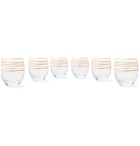 The Wolseley Collection - Set of Six Gold-Detailed Crystal Tumbler Glasses - Neutrals