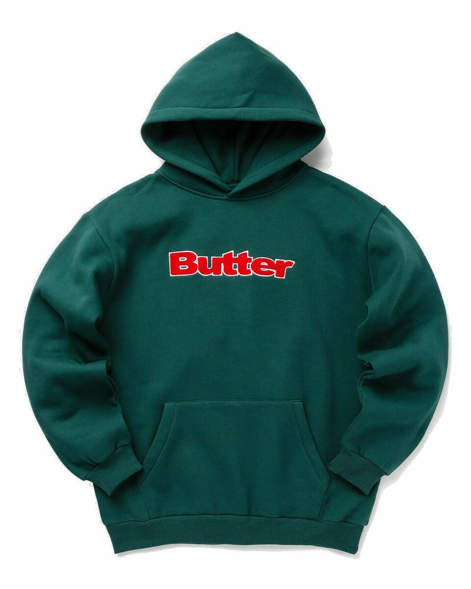 Photo: Butter Goods Chennille Logo Pullover Hood Green - Mens - Hoodies