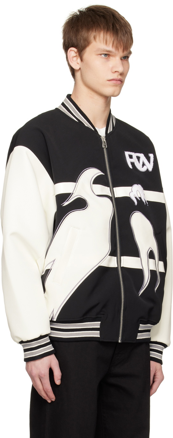Feng Chen Wang Black & White Phoenix Bomber Jacket