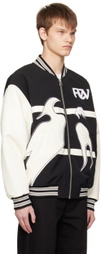 Feng Chen Wang Black & White Phoenix Bomber Jacket