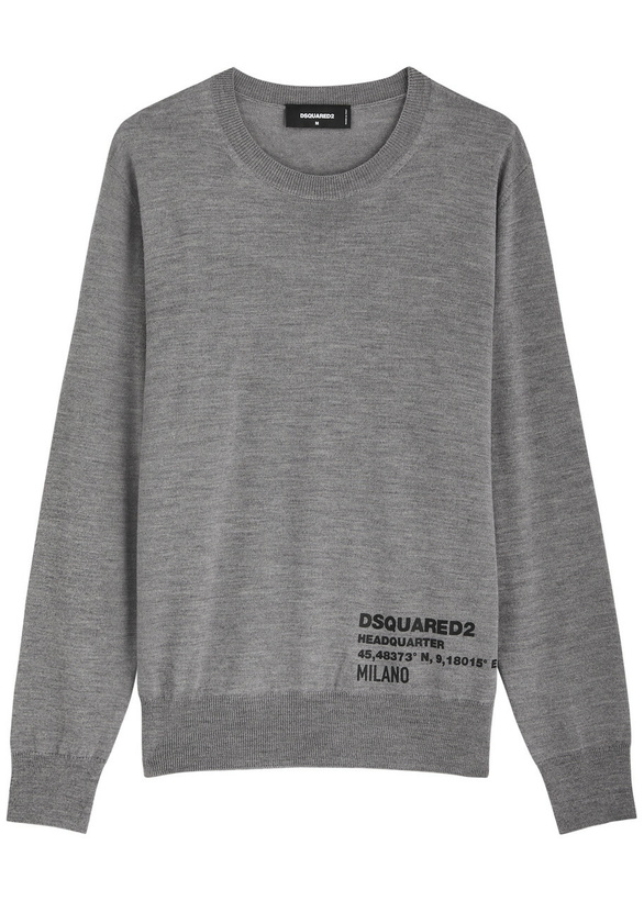 Photo: DSQUARED2 Logo-appliqué Wool Jumper Grey