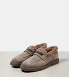 Brunello Cucinelli Monili shearling-lined suede loafers