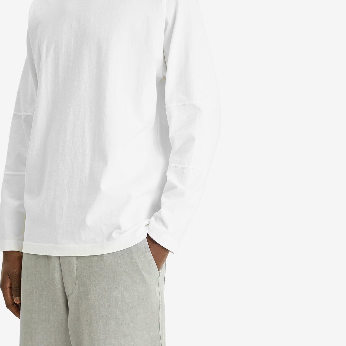 Lady Co. Men's Tripanel Long Sleeve T-Shirt in White