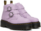 Dr. Martens Purple Devon Flower Buckle Platform Boots