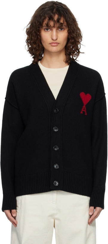 Photo: AMI Paris Black Wool Ami de Coeur Cardigan