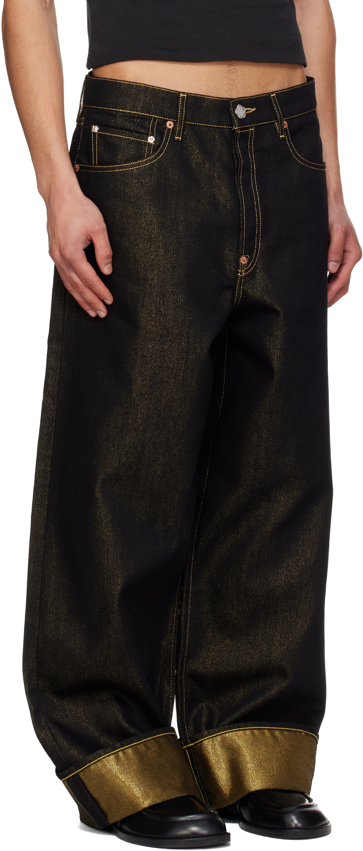 Kenzo Black Turn Up Wide Fit Jeans