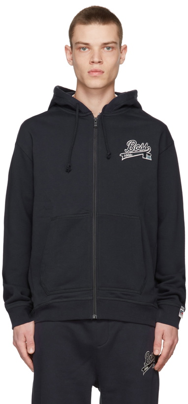 Photo: Boss Navy Russell Athletic Edition Zip-Up Sweater