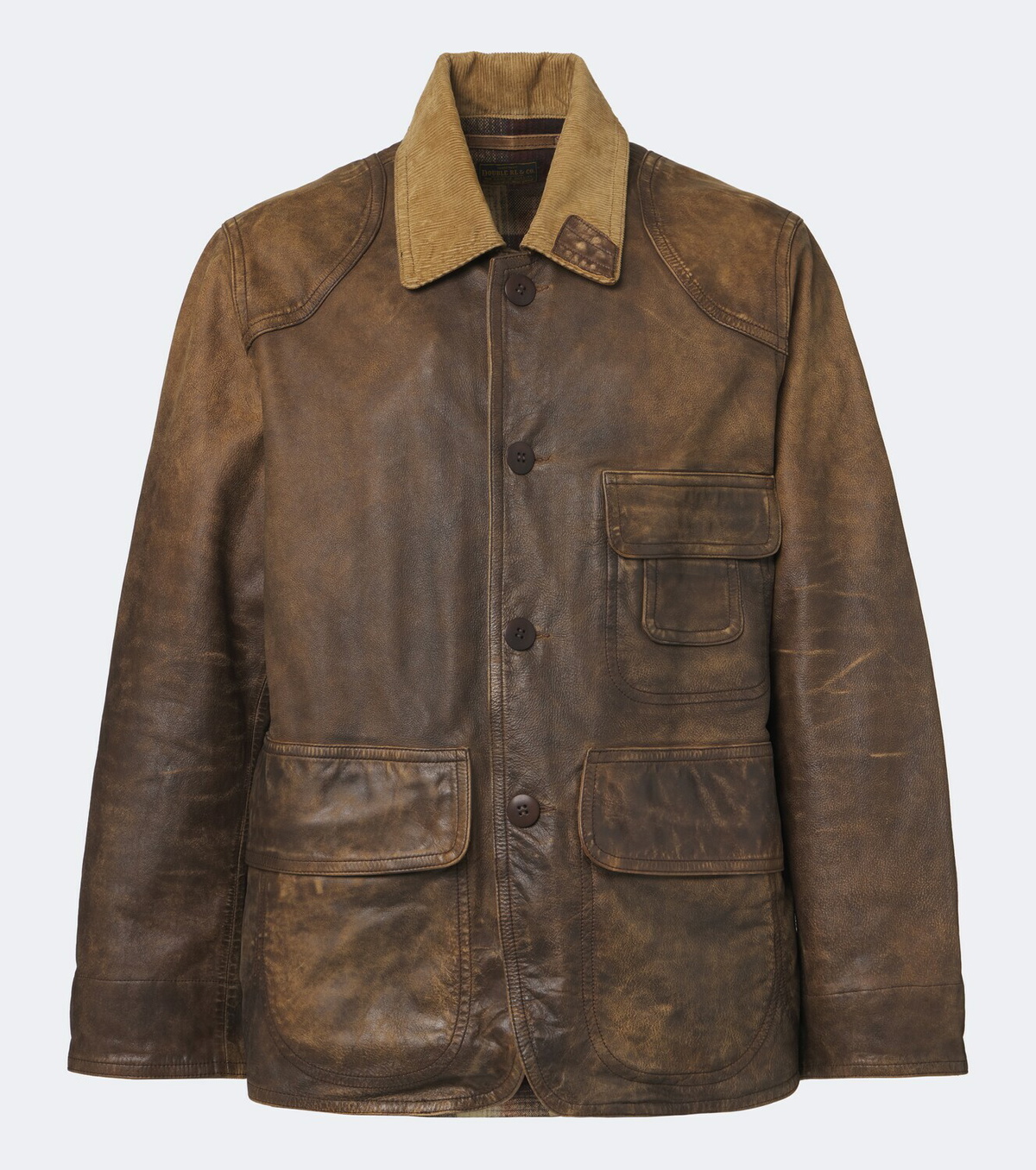 RRL Corduroy-trimmed leather jacket