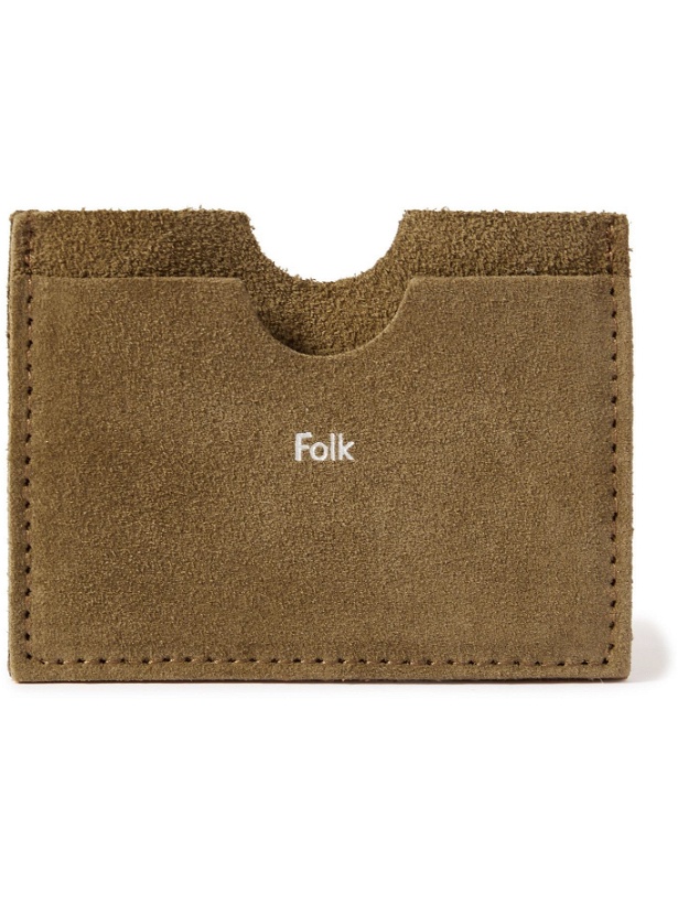 Photo: Folk - Logo-Print Suede Cardholder