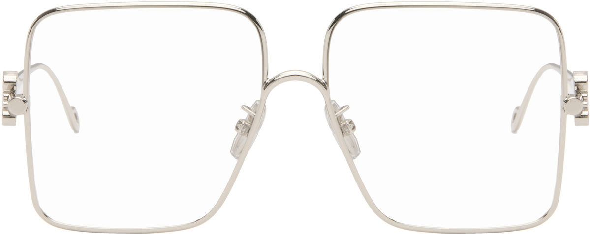 LOEWE Silver Oversize Square Retro Glasses