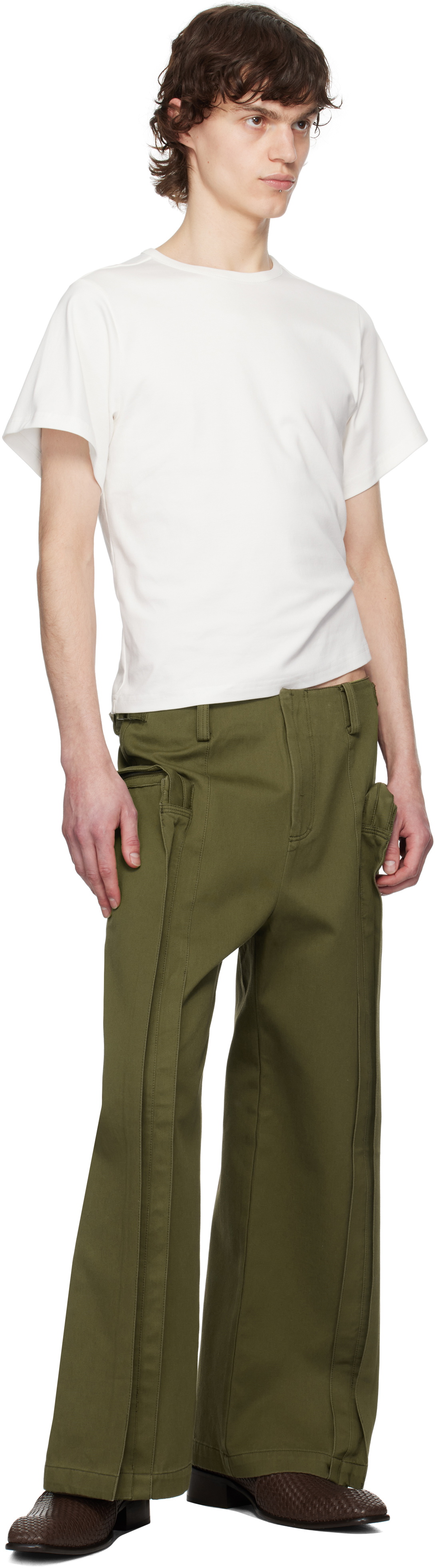 Fax Copy Express Khaki Vertical Pocket Cargo Pants