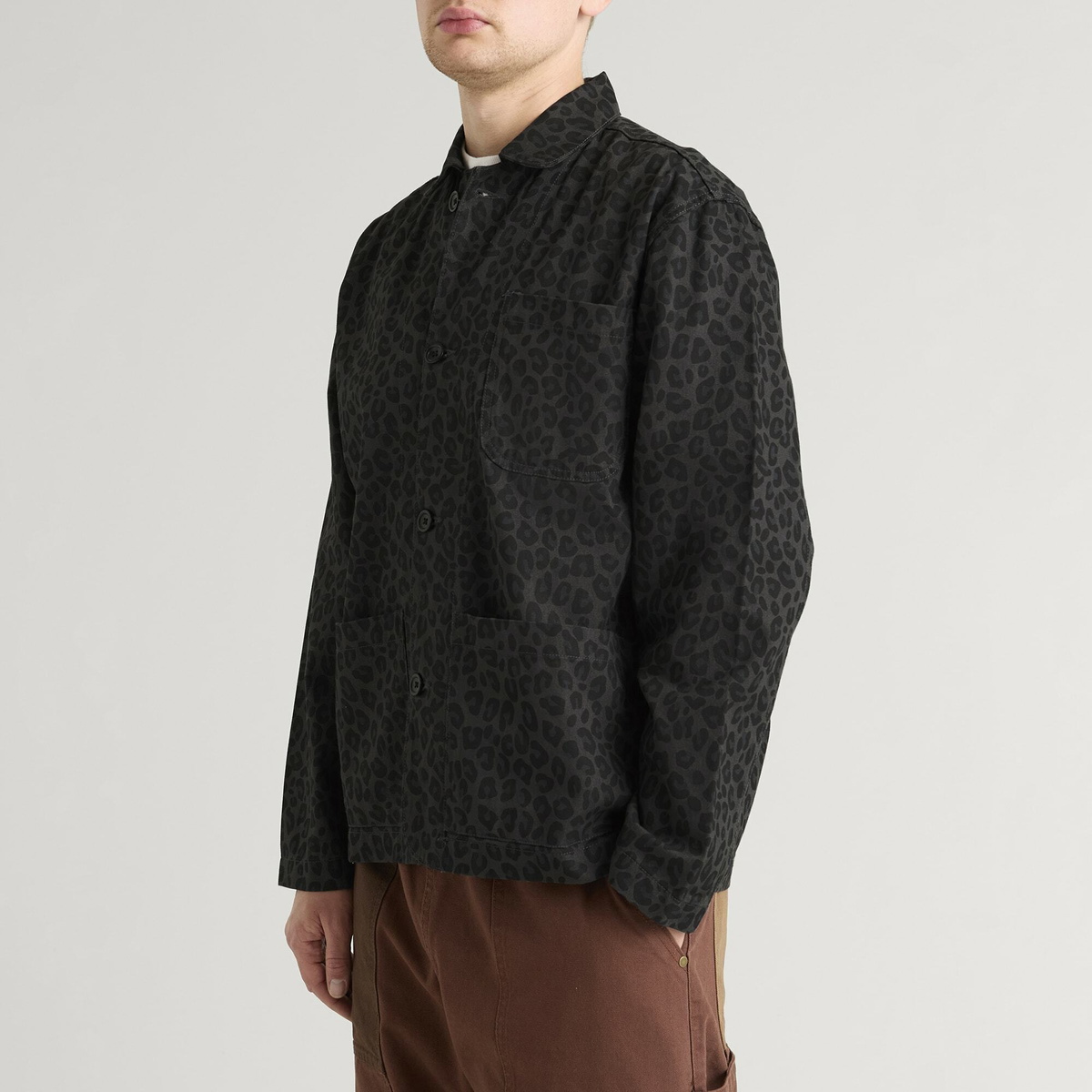 Service Works Men's Patterned Easy Chef Shirt in Black Leopard