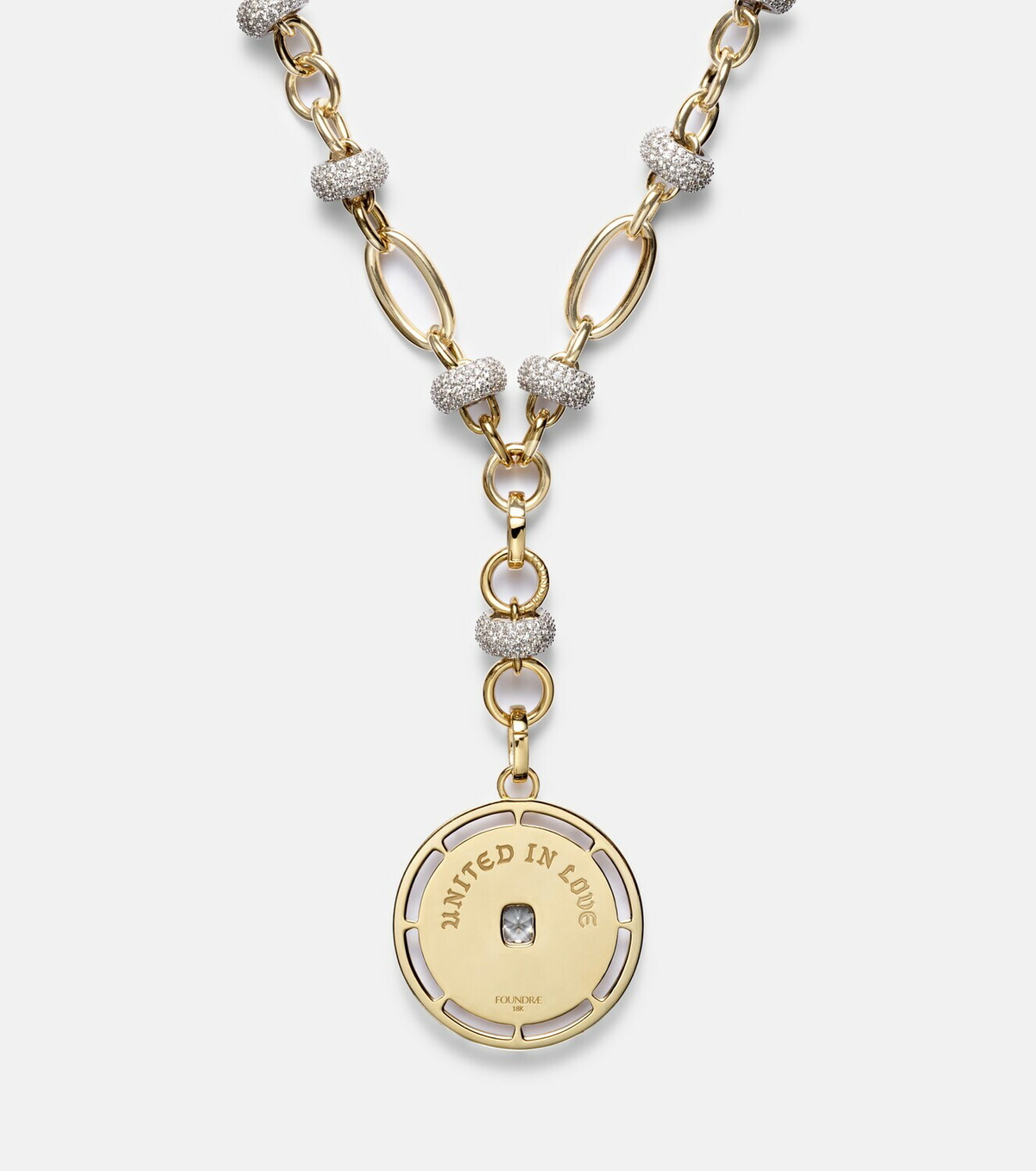 FoundRae Lovestruck Commitment 18kt gold pendant necklace with diamonds