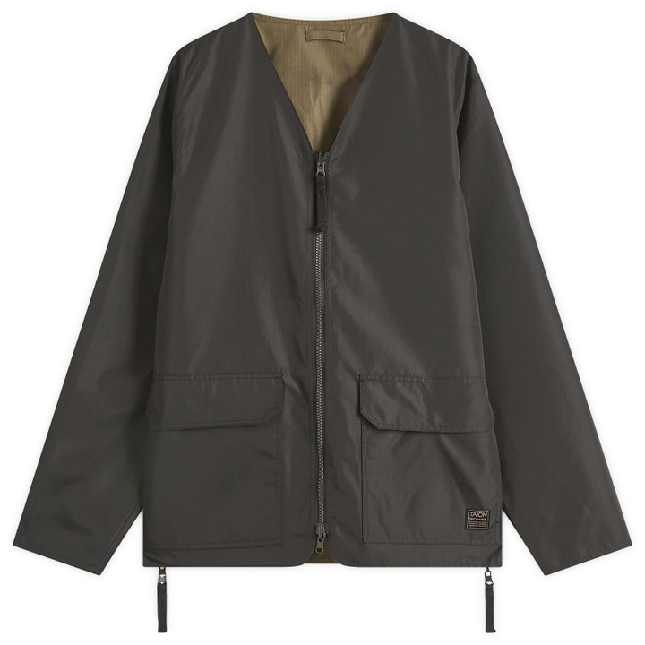 Photo: Taion Men's Military Reversible V-Neck Cardigan in Black