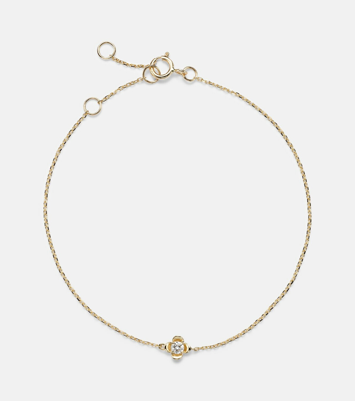 Stone and Strand Clover 14kt gold bracelet with diamonds