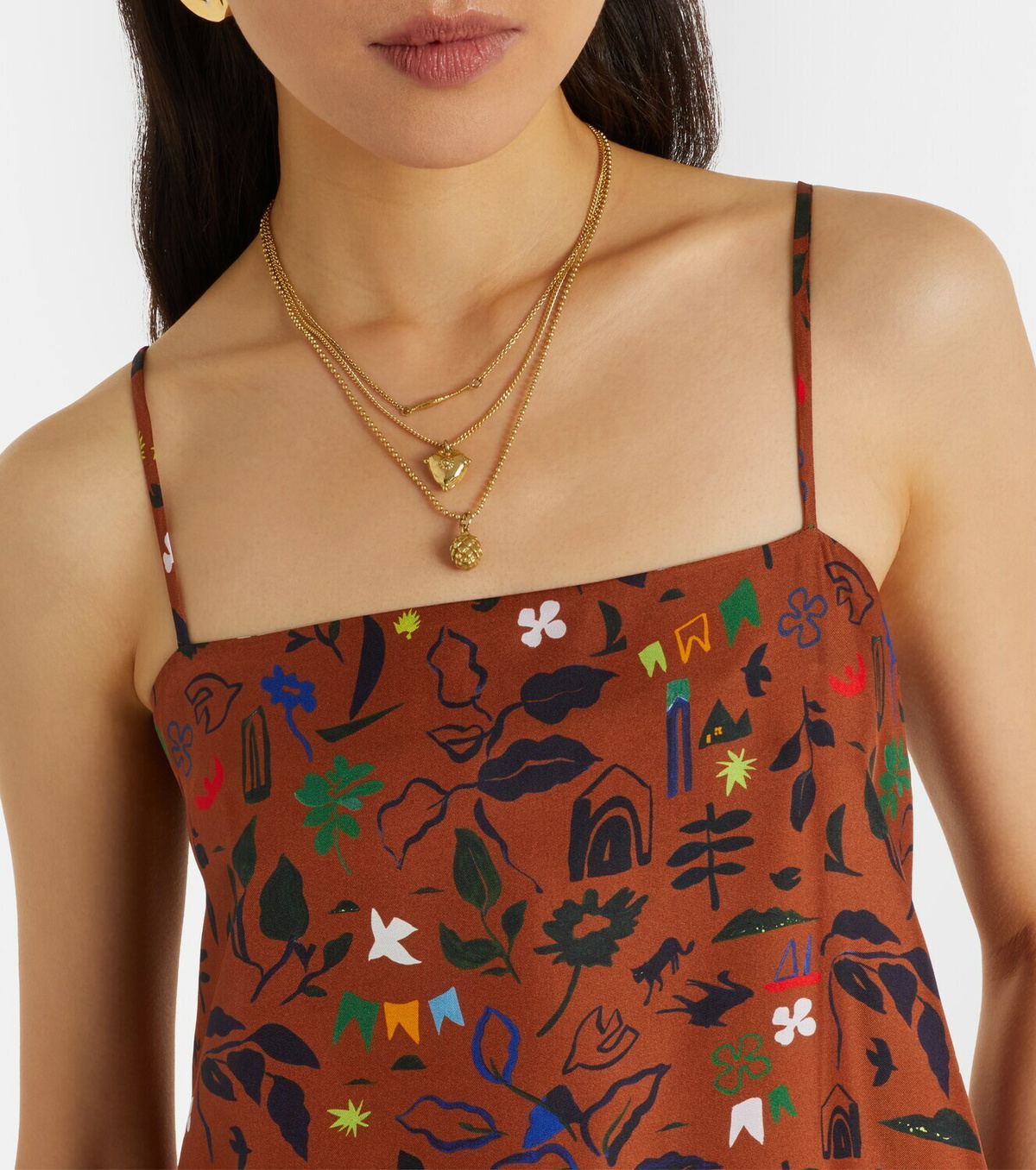 Asceno Melfi printed silk twill midi dress