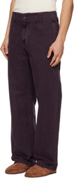 TONYWACK Burgundy Garment Dyed Cotton Straight Trousers