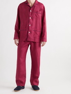 TURNBULL & ASSER - Modern Piped Linen Pyjama Set - Burgundy