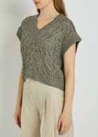 Brunello Cucinelli Sequin-embellished Knitted Silk-blend Vest Grey
