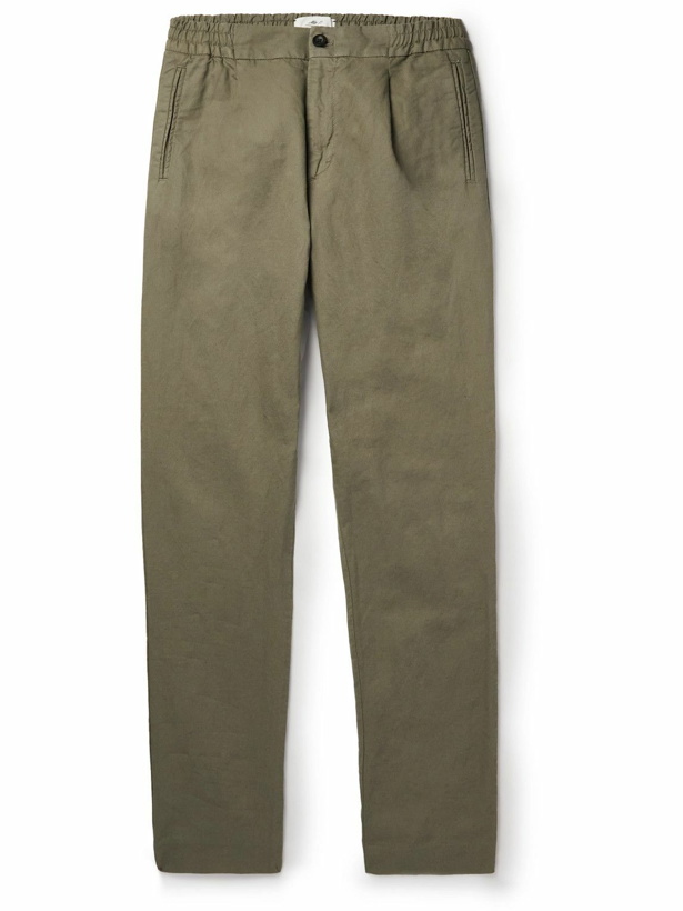 Photo: Mr P. - Straight-Leg Pleated Cotton and Linen-Blend Trousers - Green