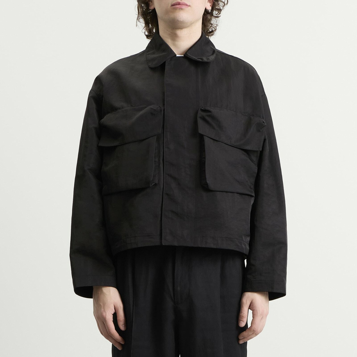 MKI Men's Silky Nylon Pilot Jacket in Black