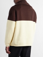 LOEWE - Anagram-Embossed Two-Tone Cotton-Blend Jersey Half-Zip Sweater - Brown