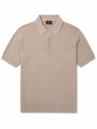 Brioni - Textured-Knit Cotton, Silk and Cashmere-Blend Polo Shirt - Neutrals