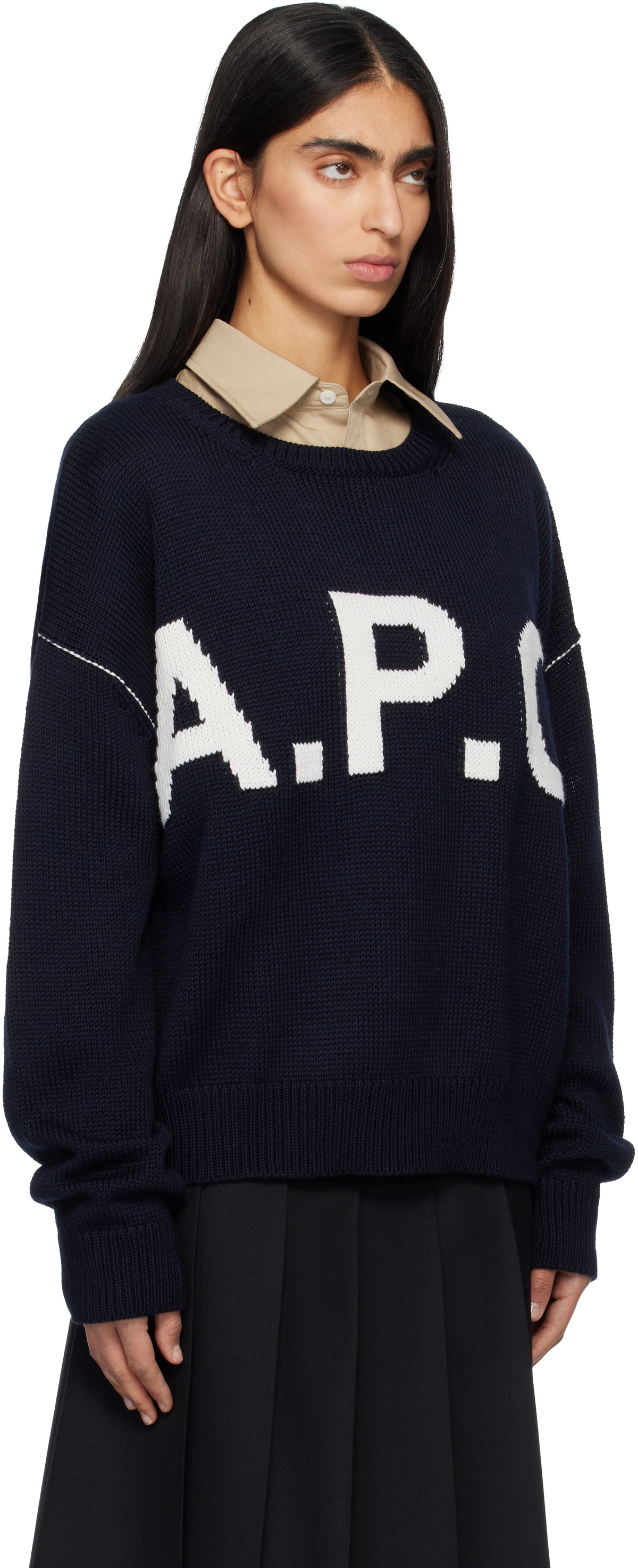 A.P.C. Navy Logo 'A.P.C' Sweater