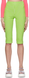 MSGM Green & White Polyester Shorts