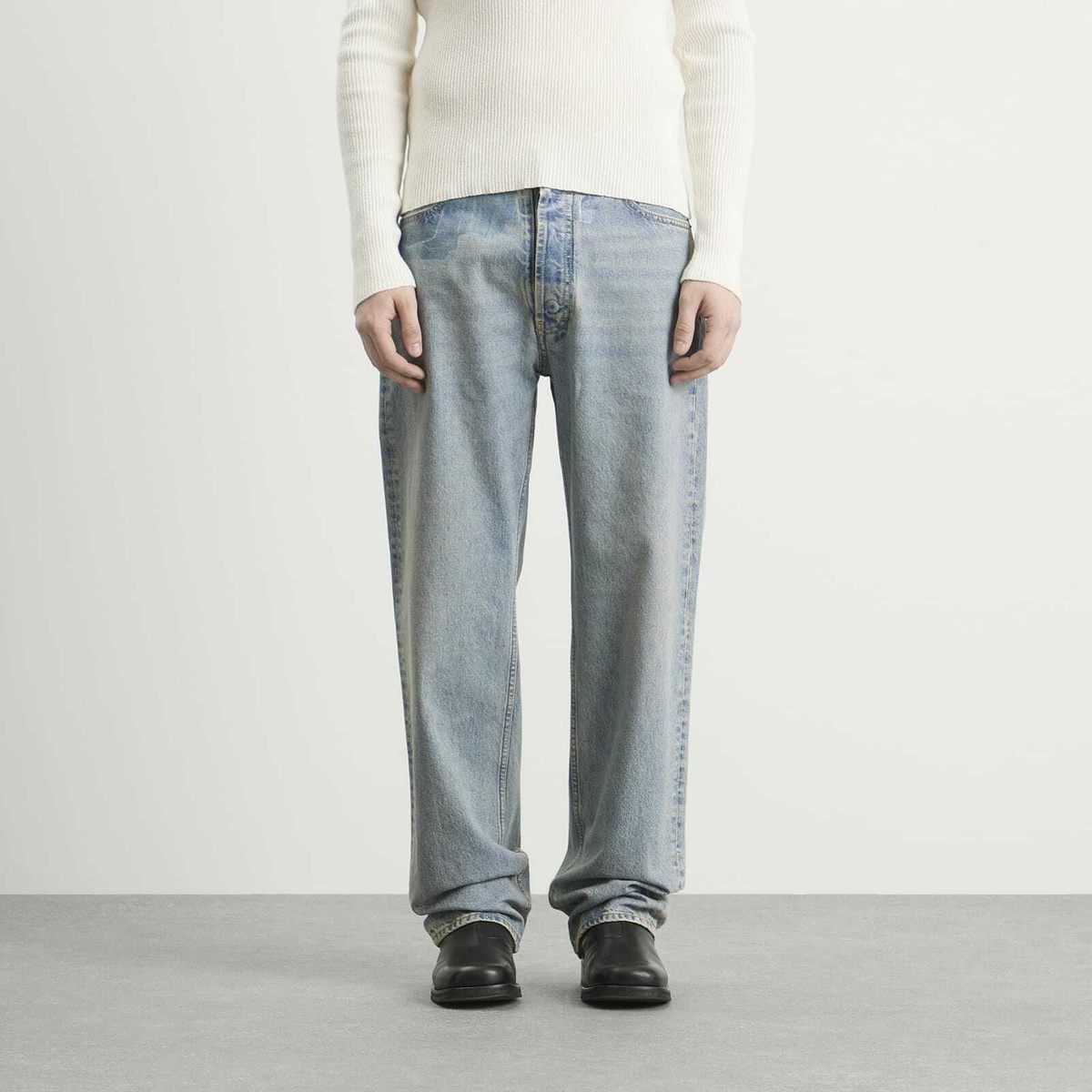 Maison Margiela Men's Taped Waist Denim Jeans in Ice Blue