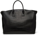 Saint Laurent Black Croc Giant Bowling Tote