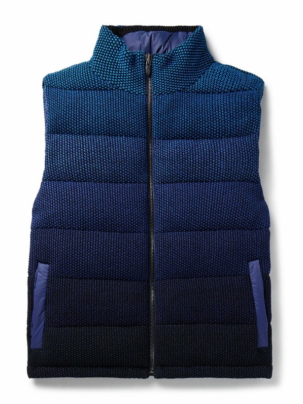 Photo: Missoni - Quilted Degradé Shell-Trimmed Waffle-Knit Down Gilet - Blue