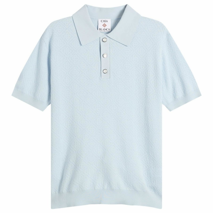 Photo: Casablanca Men's Pointelle Monogram Polo in Blue