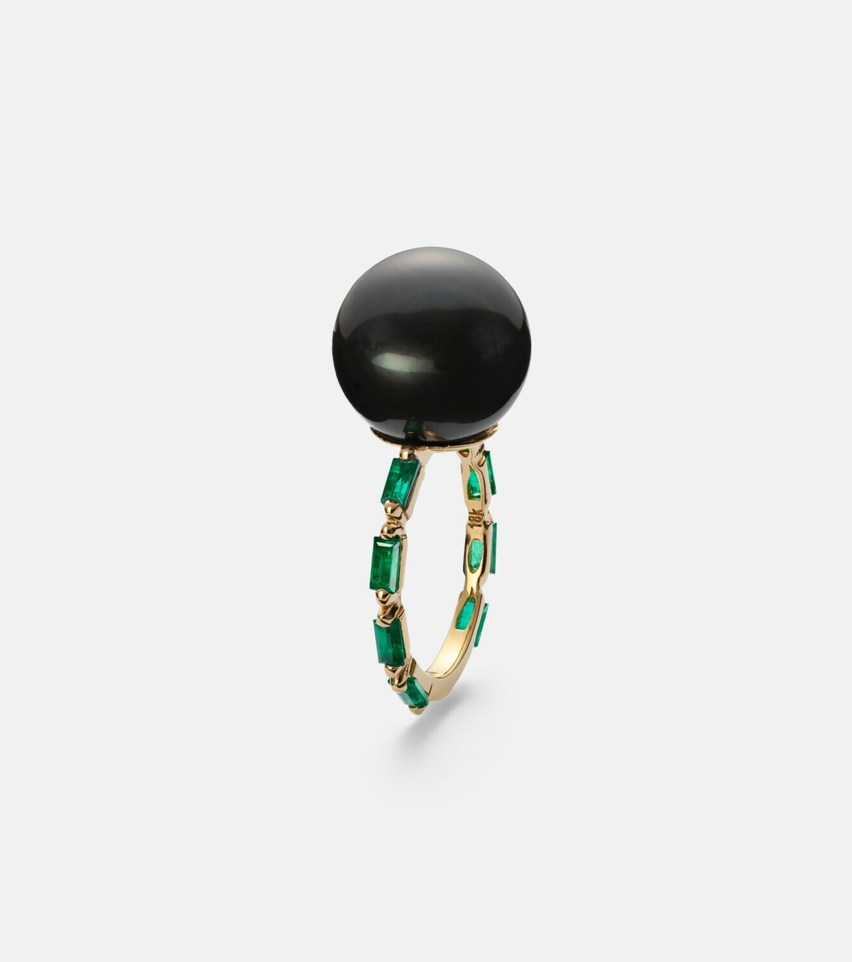 Suzanne Kalan One Of A Kind 18kt gold ring with pearl and emeralds
