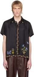 Bode Black Garden Sampler Shirt