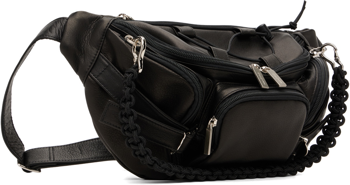 YOHJI YAMAMOTO Black Soft Oil Cow Leather Belt Bag