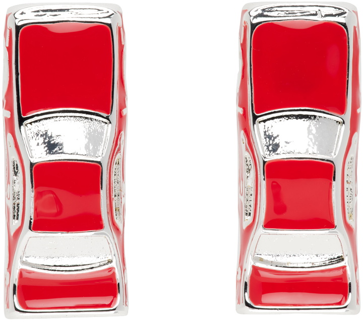 Photo: Marland Backus Silver & Red Traffic Jam Earrings