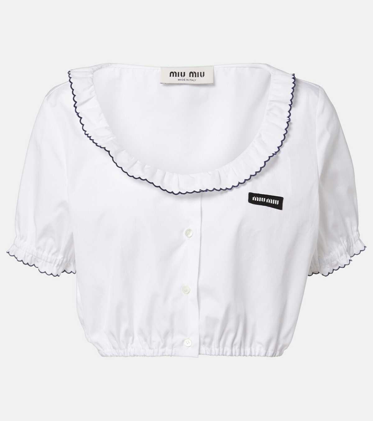 Miu Miu Scalloped cotton poplin crop top