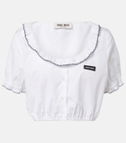 Miu Miu Scalloped cotton poplin crop top