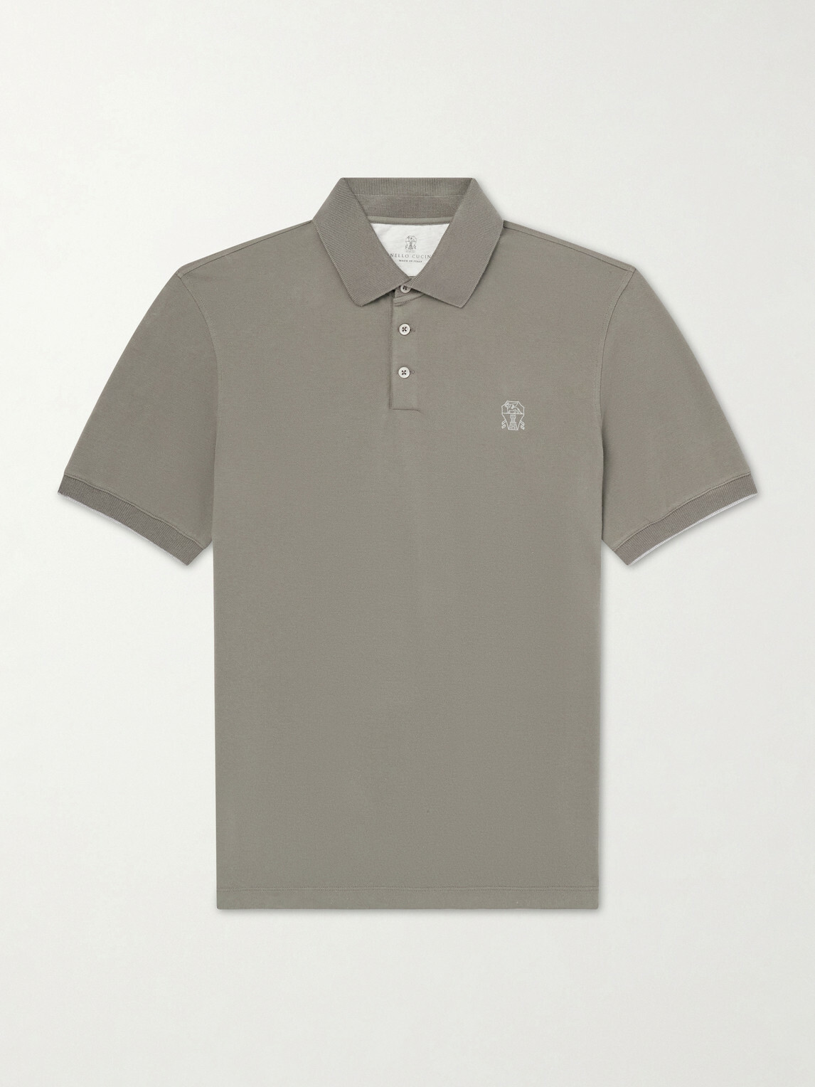 Brunello Cucinelli - Logo-Print Cotton-Piqué Polo Shirt - Green