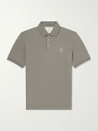 Brunello Cucinelli - Logo-Print Cotton-Piqué Polo Shirt - Green