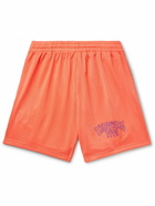 Throwing Fits - Straight-Leg Logo-Print Mesh Shorts - Orange